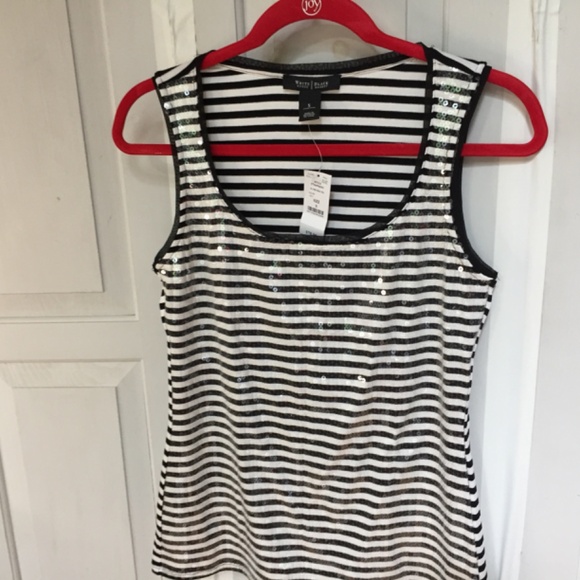 White House Black Market Striped Sequin Tank Top~ NWT - Picture 8 of 16